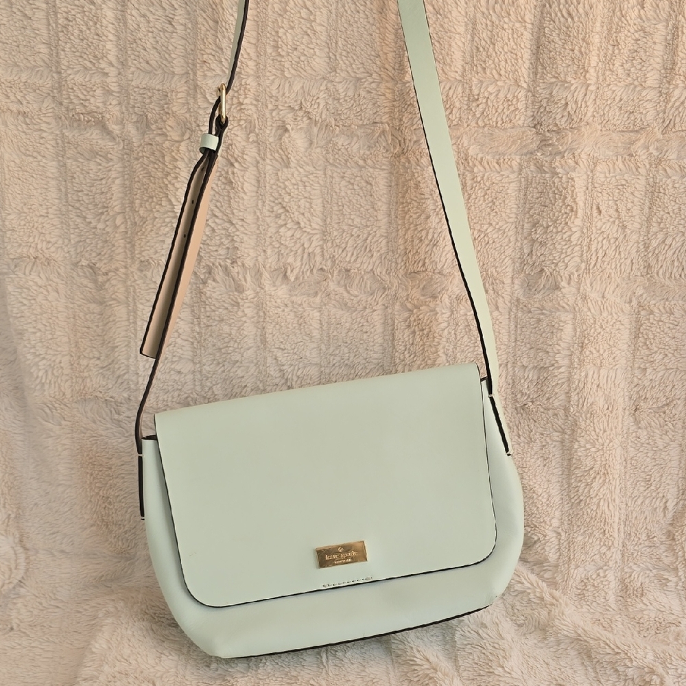 kate spade Mint Green Leather Crossbody with Gold Plaque